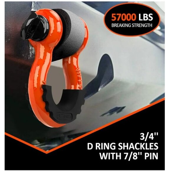 LIBERRWAY Shackles 3/4" (2 Pack) D Ring Shackle Rugged Off Road Shackles - Picture 7 of 10